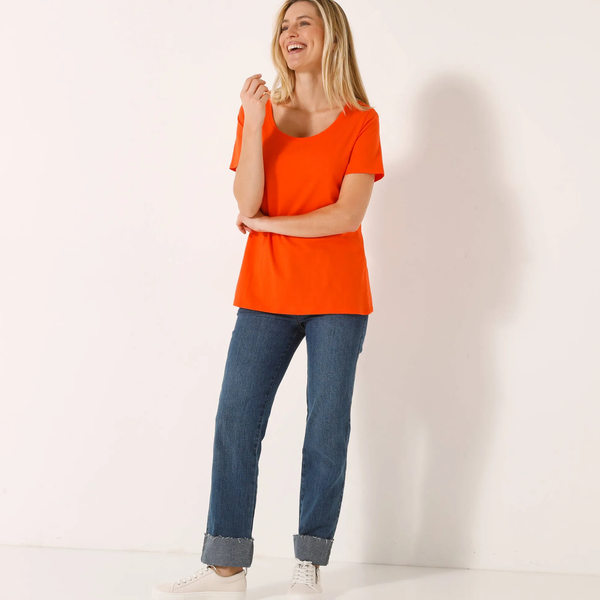 Effen T-shirt in biokatoen met ronde hals, eco-verantwoord