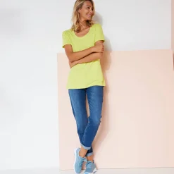 Effen T-shirt in biokatoen met ronde hals, eco-verantwoord