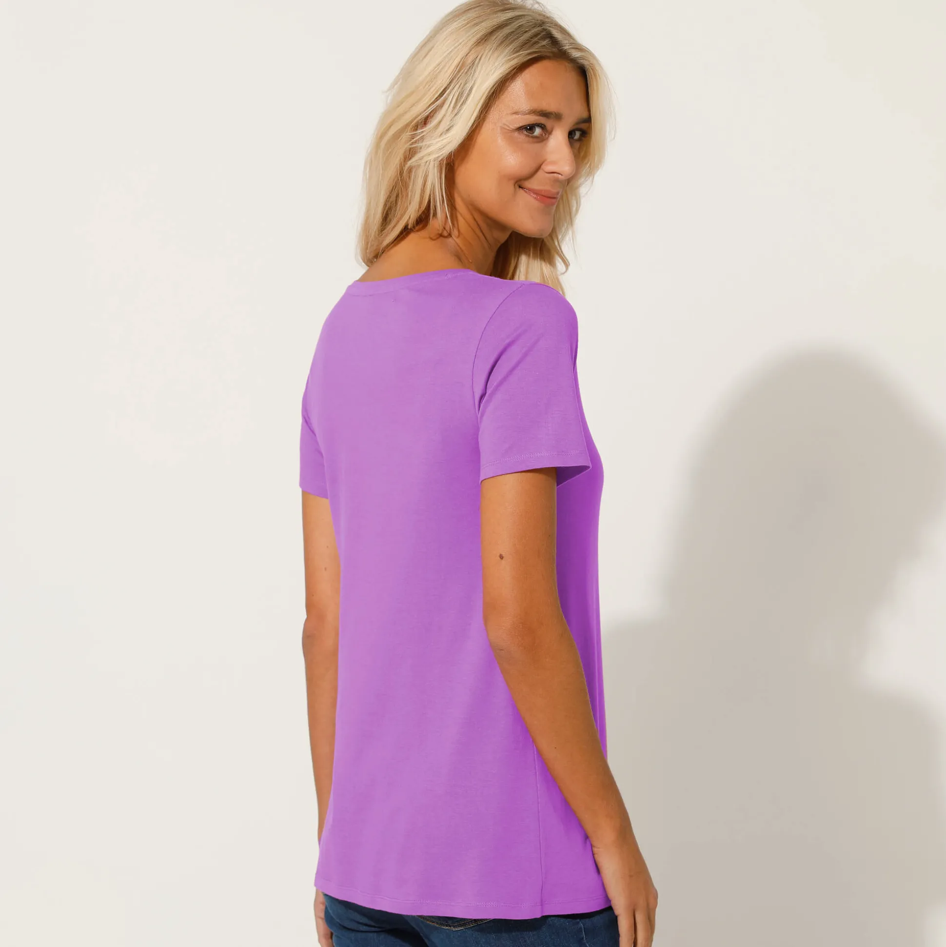 Effen T-shirt in biokatoen met ronde hals, eco-verantwoord