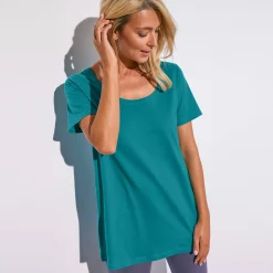 Effen T-shirt in biokatoen met ronde hals, eco-verantwoord