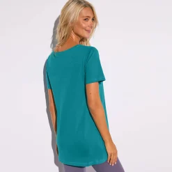 Effen T-shirt in biokatoen met ronde hals, eco-verantwoord