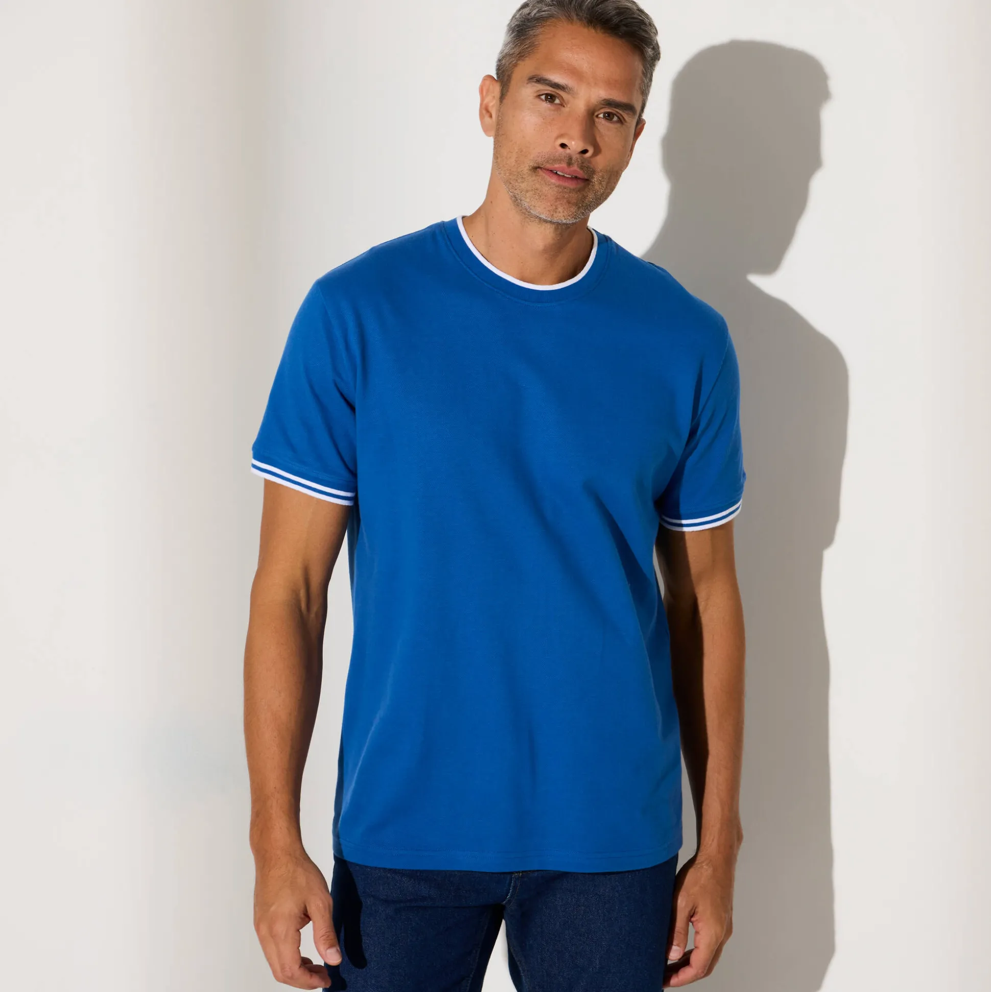 Effen T-shirt in piquétricot, korte mouwen