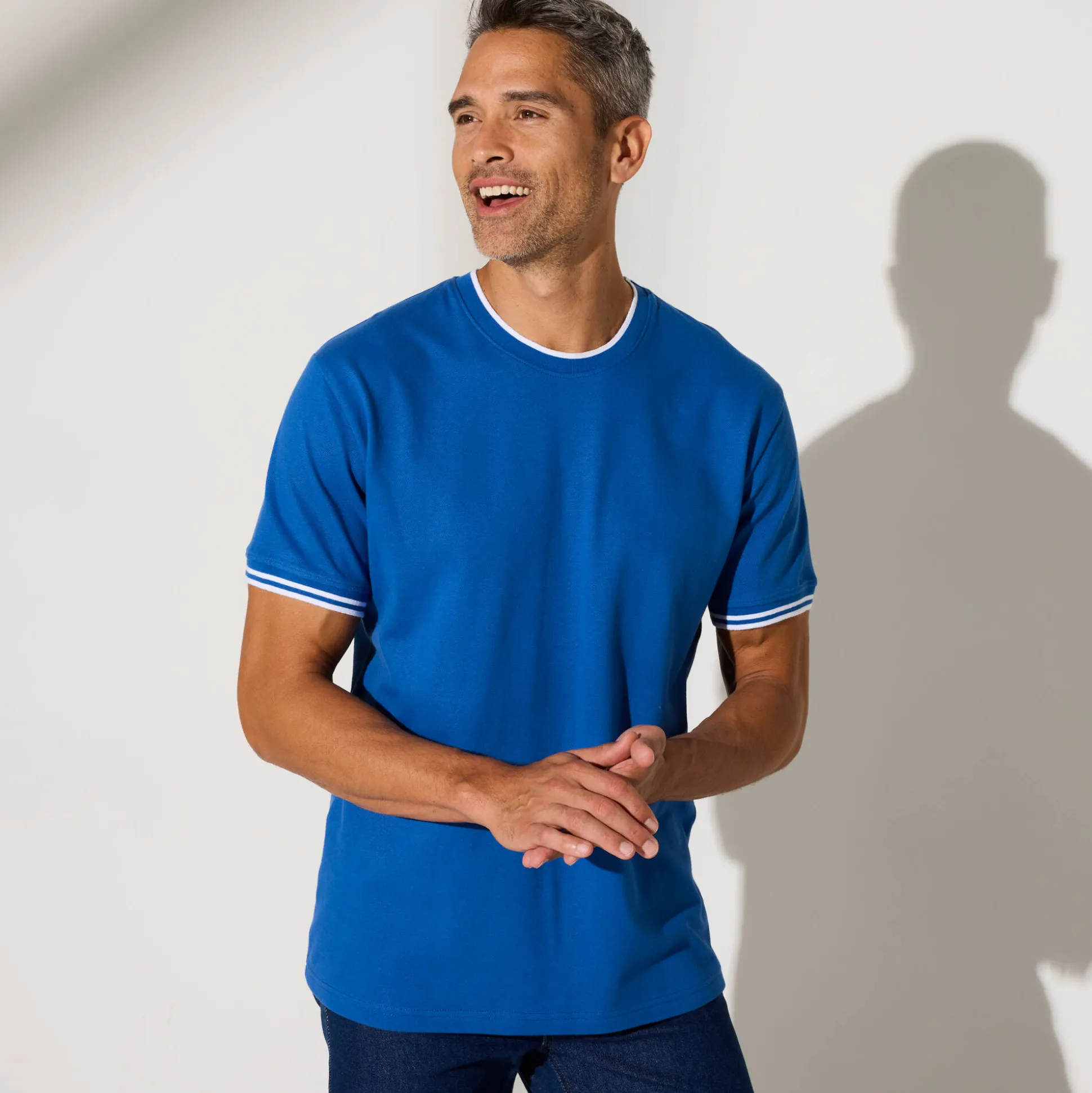 Effen T-shirt in piquétricot, korte mouwen