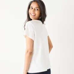 Effen T-shirt met 'hart' borduursel, korte mouwen