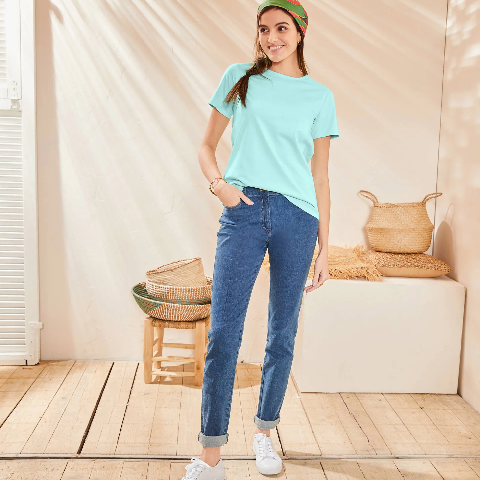 Effen T-shirt met korte mouwen
