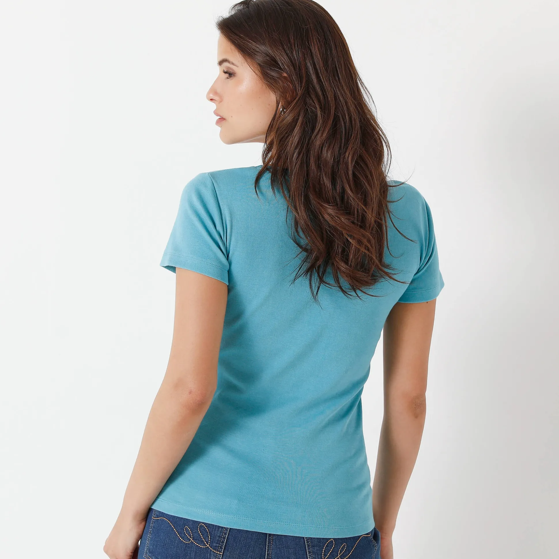 Effen T-shirt met korte mouwen en ronde hals in biokatoen(**)