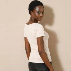 Effen T-shirt met korte mouwen en ronde hals in biokatoen(**)