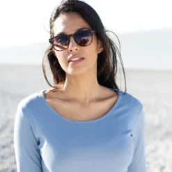 Effen T-shirt met lange mouwen in biokatoen(**)