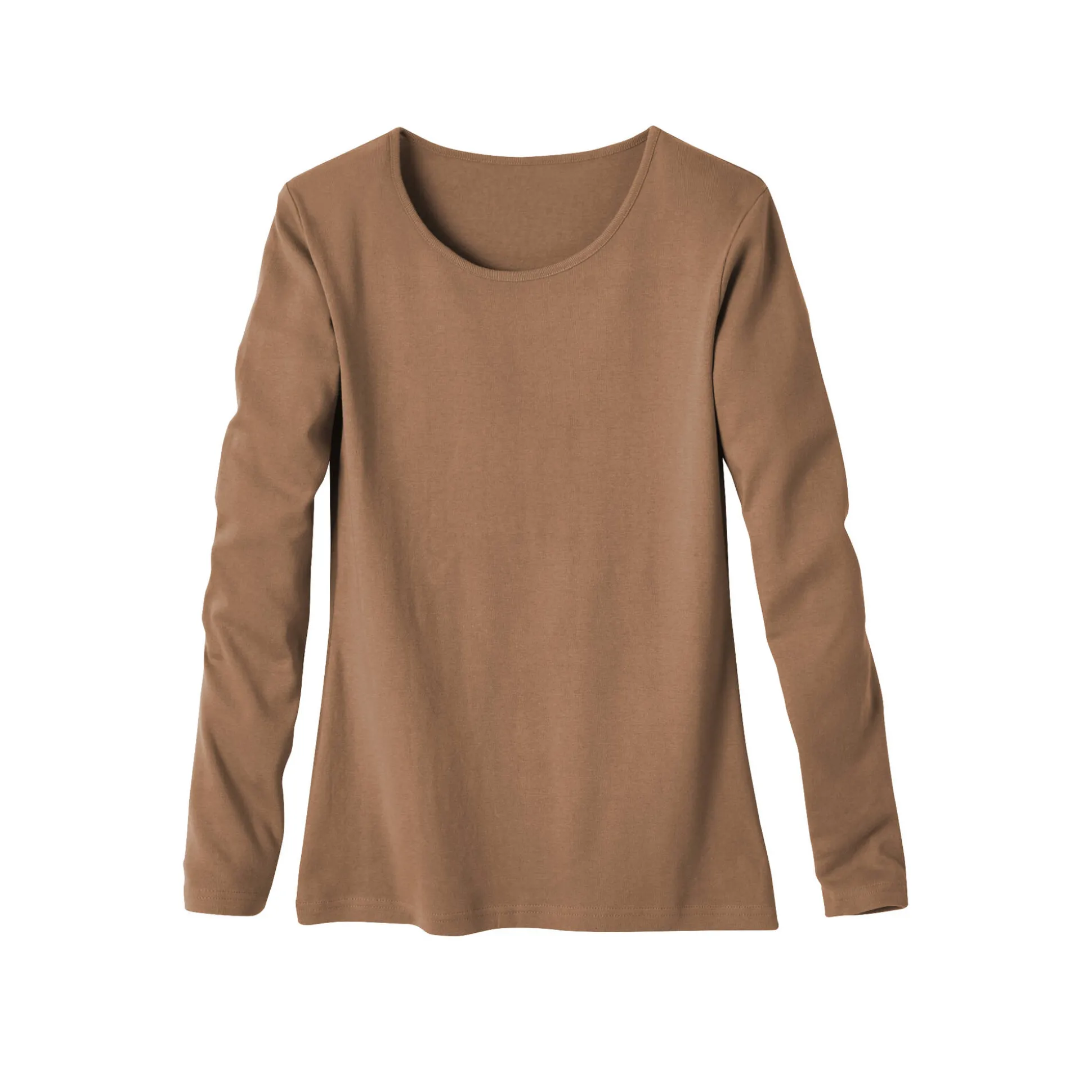 Effen T-shirt met lange mouwen in biokatoen(**)