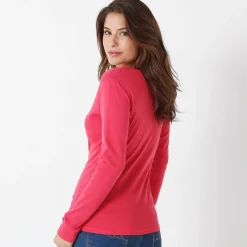 Effen T-shirt met lange mouwen in biokatoen(**)