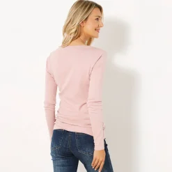 Effen T-shirt met lange mouwen in biokatoen(**)