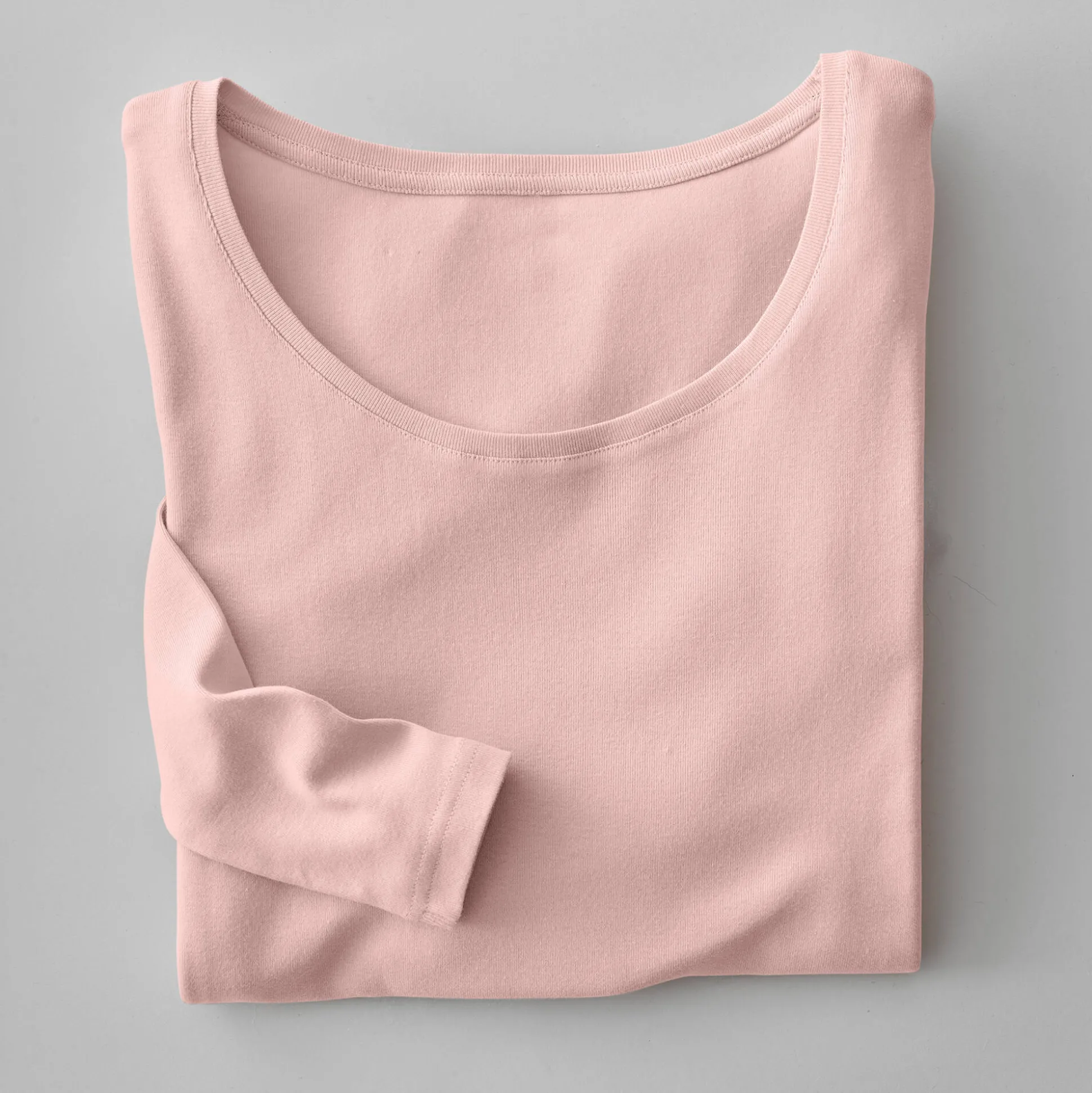 Effen T-shirt met lange mouwen in biokatoen(**)