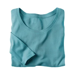 Effen T-shirt met lange mouwen in biokatoen(**)