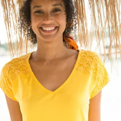 Effen T-shirt met macramé