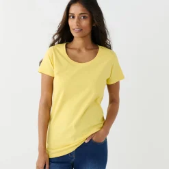 Effen T-shirt met ronde hals en korte mouwen, katoen