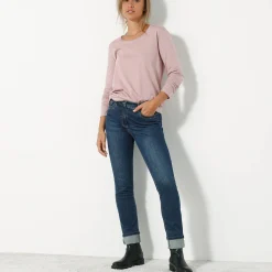 Effen T-shirt met ronde hals en lange mouwen