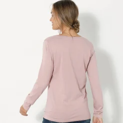 Effen T-shirt met ronde hals en lange mouwen