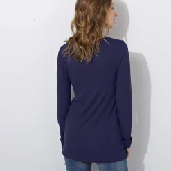Effen T-shirt met ronde hals, in stretchstof