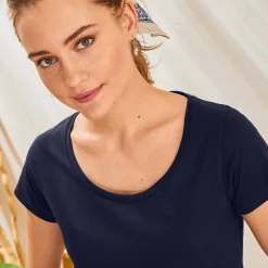 Effen T-shirt met ronde hals en korte mouwen, katoen