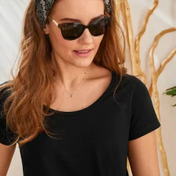 Effen T-shirt met ronde hals en korte mouwen, katoen