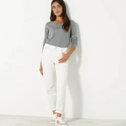 Effen T-shirt met ronde hals en lange mouwen