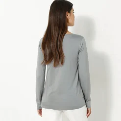 Effen T-shirt met ronde hals en lange mouwen