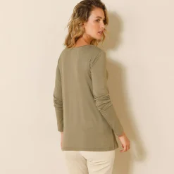 Effen T-shirt met ronde hals, in stretchstof