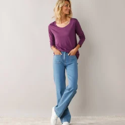 Effen T-shirt met ronde hals en lange mouwen