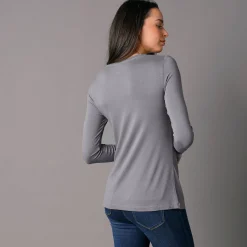 Effen T-shirt met ronde hals, in stretchstof