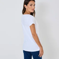 Effen T-shirt met ronde hals en korte mouwen, katoen