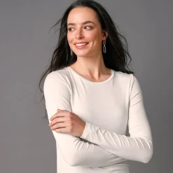 Effen T-shirt met ronde hals, in stretchstof