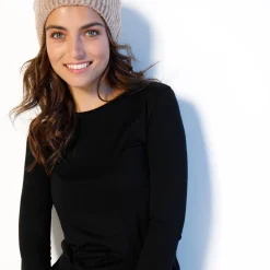 Effen T-shirt met ronde hals, in stretchstof