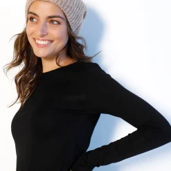 Effen T-shirt met ronde hals, in stretchstof