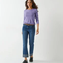 Effen T-shirt met ronde hals, in stretchstof