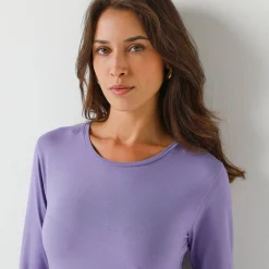 Effen T-shirt met ronde hals, in stretchstof