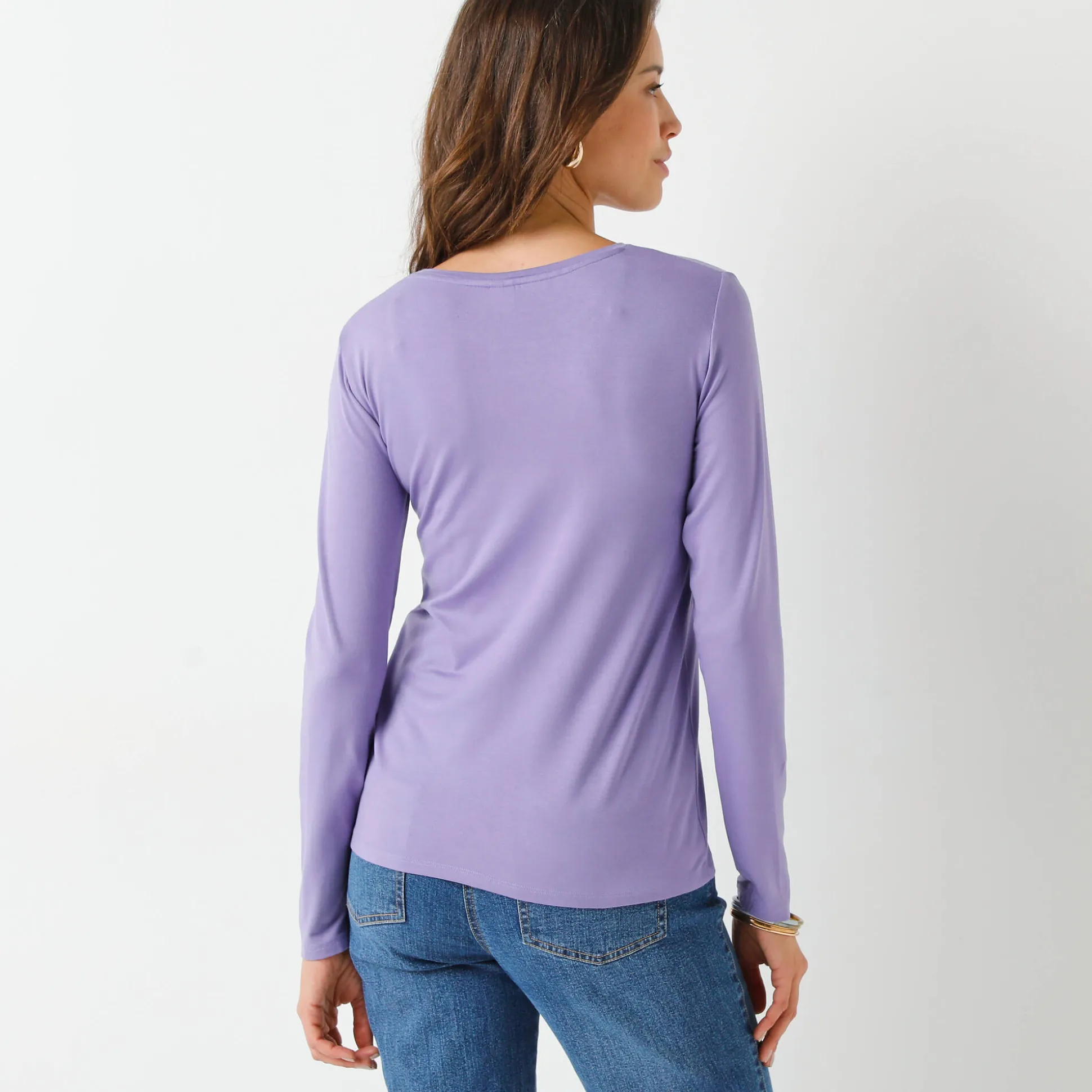 Effen T-shirt met ronde hals, in stretchstof