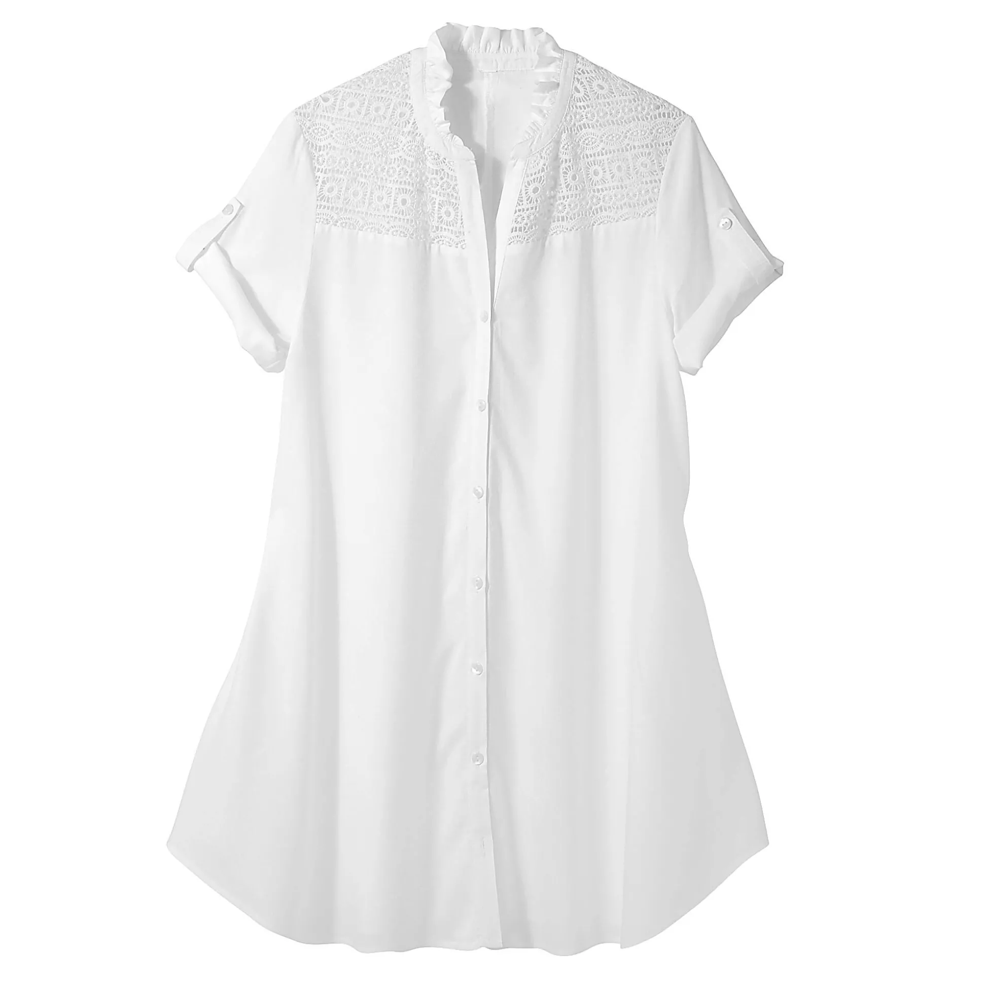 Effen tuniek met Tunesische hals en knopen