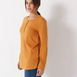 Effen tuniek met Tunesische hals en lange mouwen
