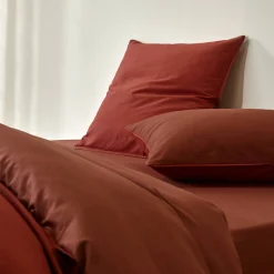 Effen, tweekleurig bedlinnen in katoen
