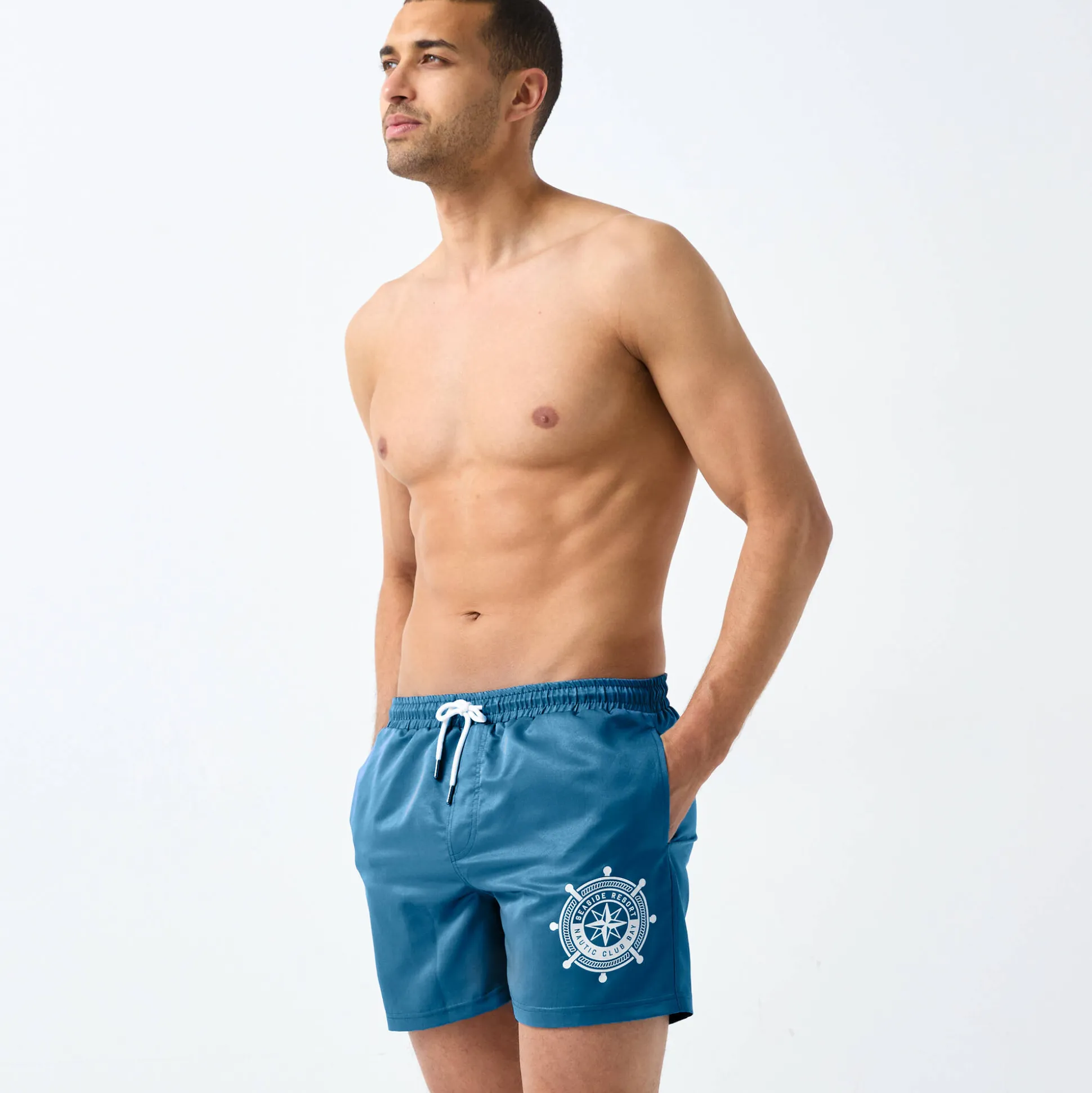 Effen zwemshorty met contrasterend motief