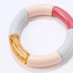 Elastische armband met buisvormige parels, set van 2