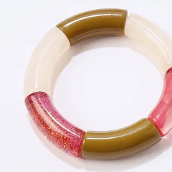 Elastische armband met buisvormige parels, set van 2
