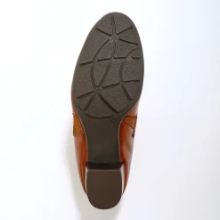 Elastische, leren boots in 2 materialen, met gesp en hak