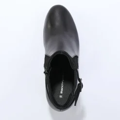 Elastische, leren boots in 2 materialen, met gesp en hak