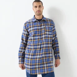 Extralang geruit hemd in flanel