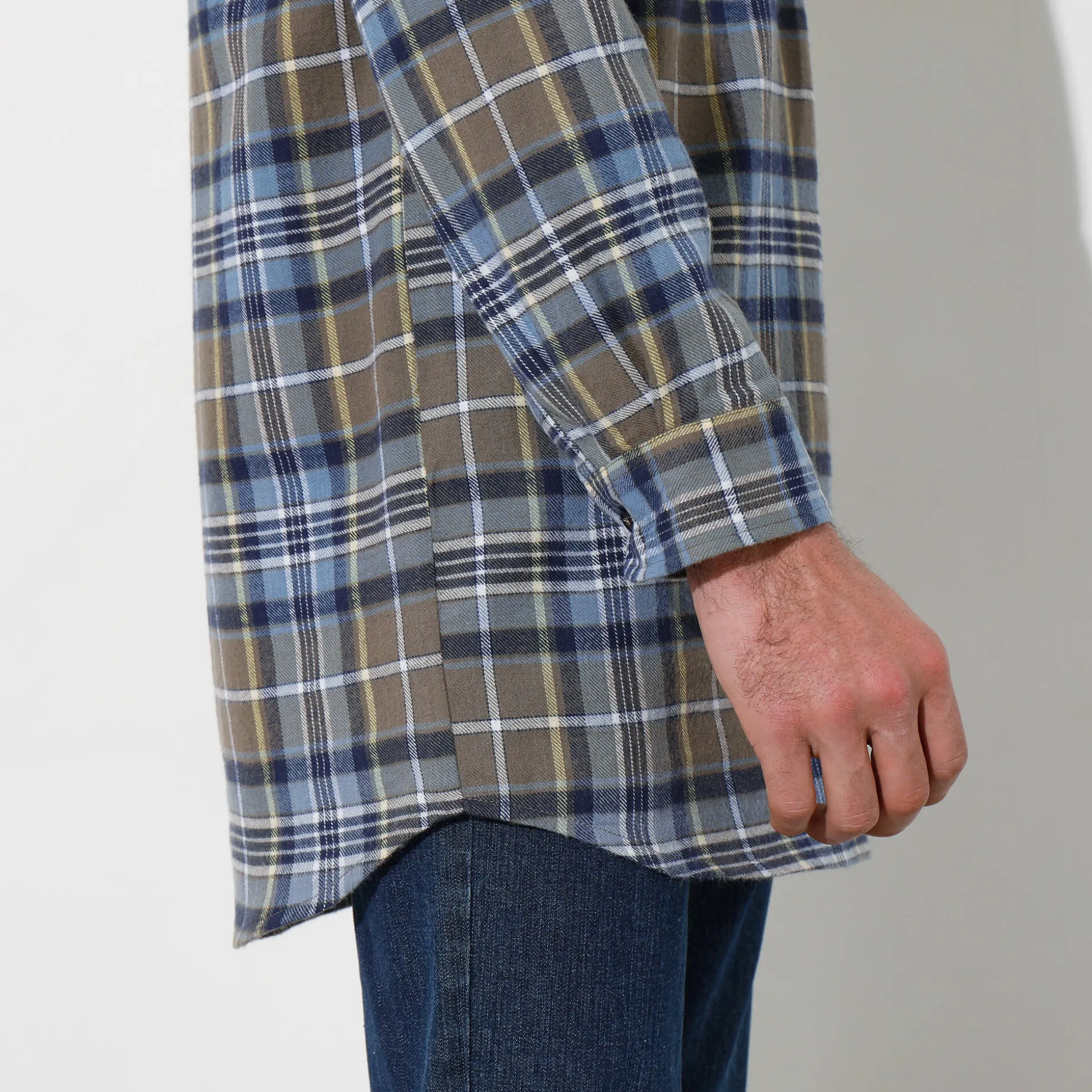 Extralang geruit hemd in flanel