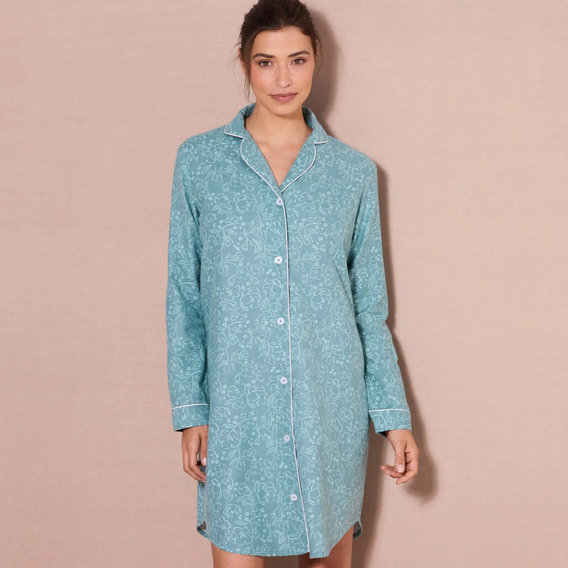 Flanellen nachthemd in liketmodel met bloemenprint