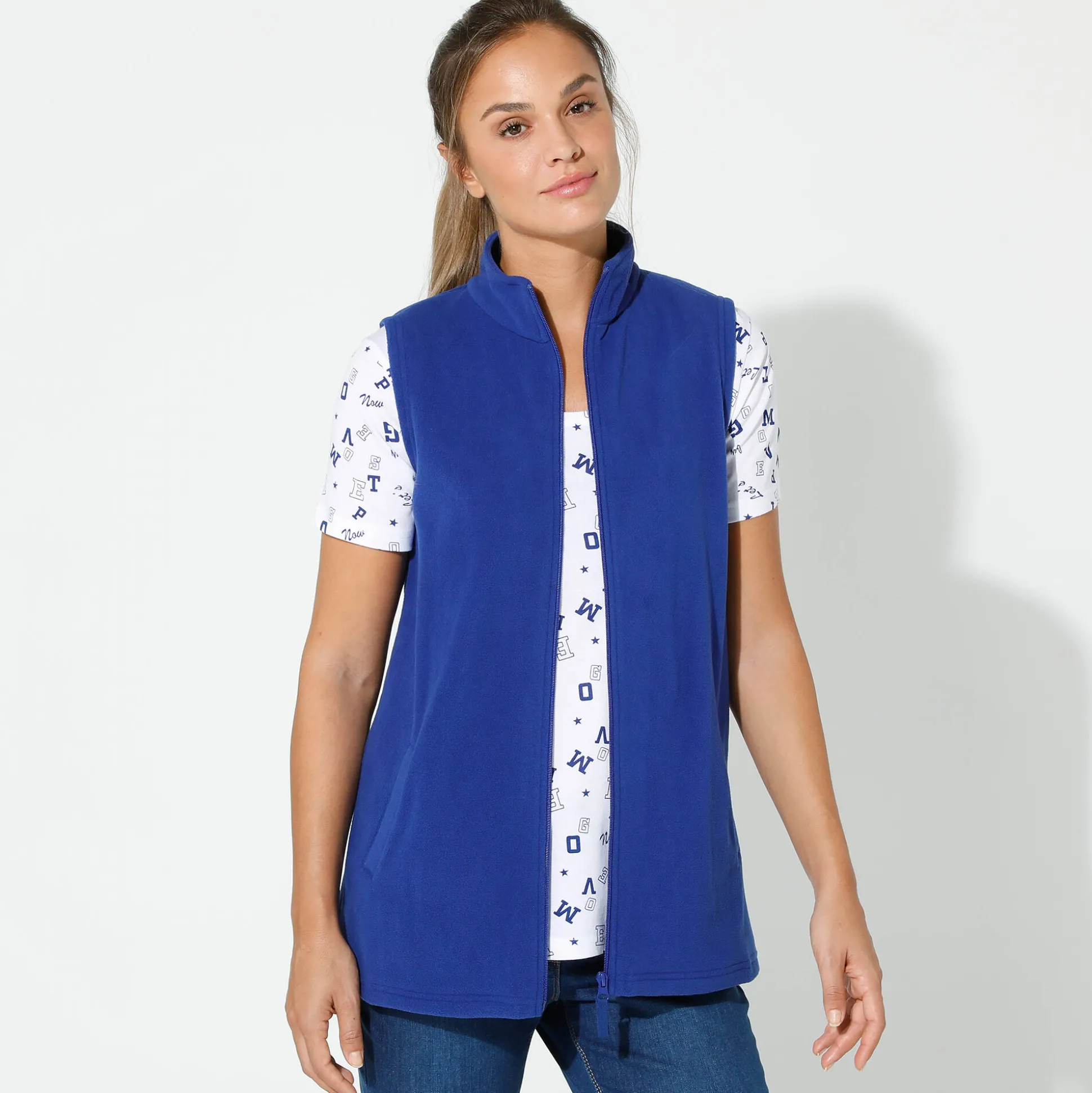 Fleece jasje met rits, zonder mouwen