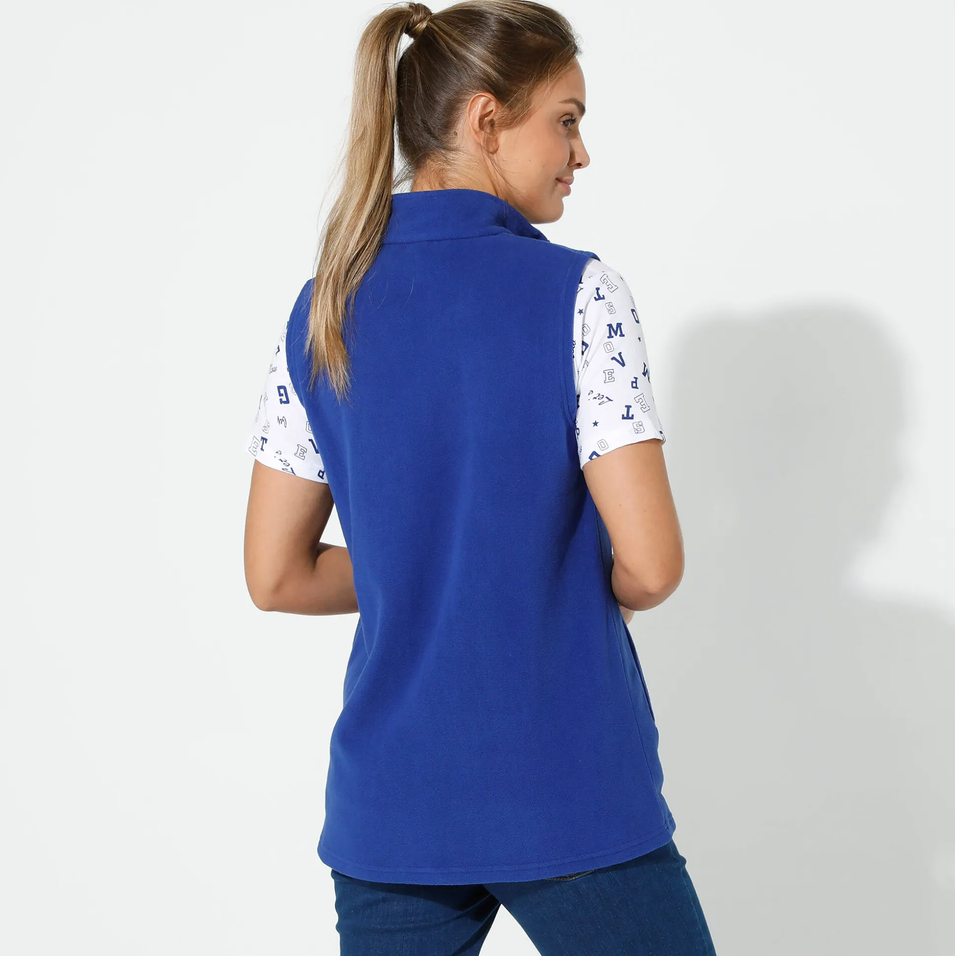 Fleece jasje met rits, zonder mouwen