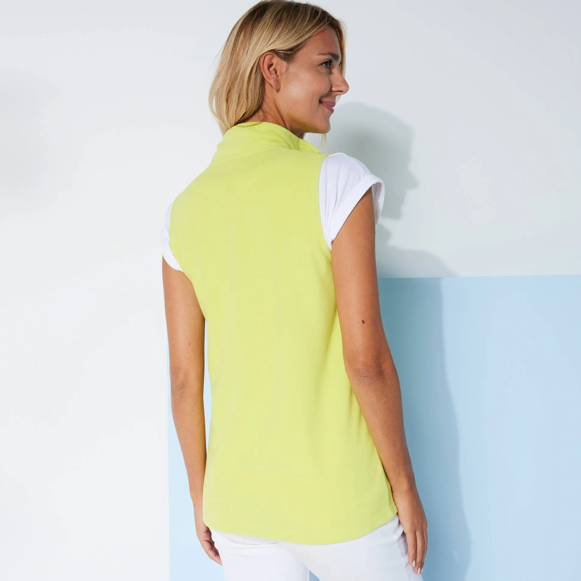 Fleece jasje met rits, zonder mouwen